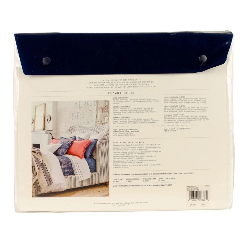 Ralph Lauren Home Cotton Constance Cal King Extra Deep Fitted Sheet White